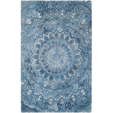 SAFAVIEH 4 x 6 ft. Marquee Rectangle Hand-Made Rug Blue & Ivory MRQ110D-4